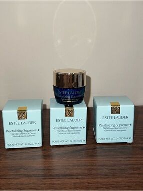 Estee Lauder Revitalizing Supreme+ Night Cream in Deep Blue with Gold Cap